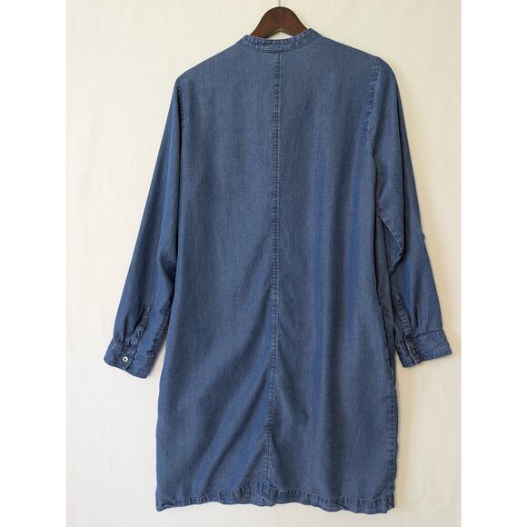 J. Jill Womens Denim Button Front Midi Shirt Dress Size Medium Chambray Pockets - Picture 3 of 8